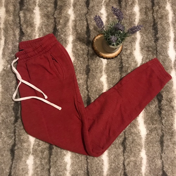 Red fleece lined joggers - Picture 1 of 7
